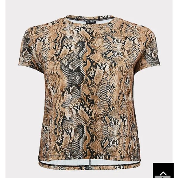 Snakeskin Print Rib Crop/Short length Crewneck Tee - 1x - Picture 5 of 9